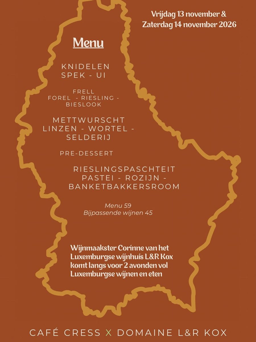 Luxembourgish Wine Dinner — Café Cress, Friday, 13 November 2026