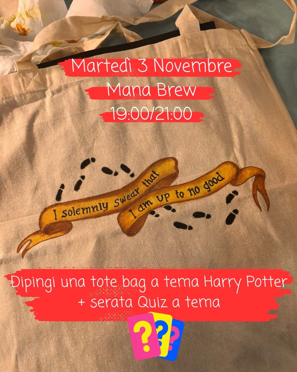 Harry Potter Tote Bag Workshop — Dandy Caffè Letterario, Tuesday, 3 November 2026