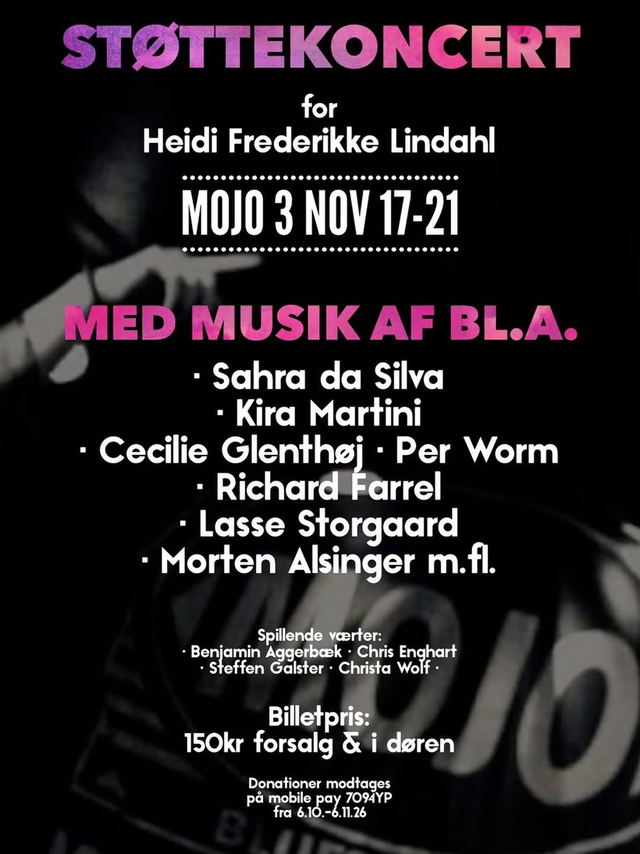 Støttekoncert: Heidi Frederikke Lindahl at Mojo Blues Bar