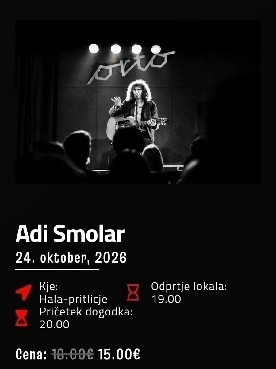 Adi Smolar — Orto Bar, Saturday, 24 October 2026