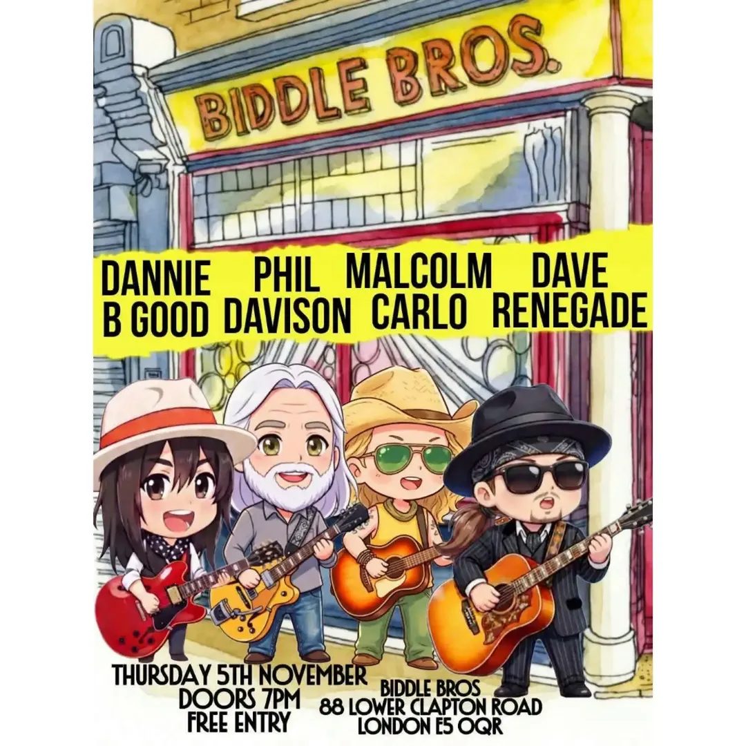 Dannie B. Good and Dave Renegade live — Biddle Bros, Thursday, 5 November 2026