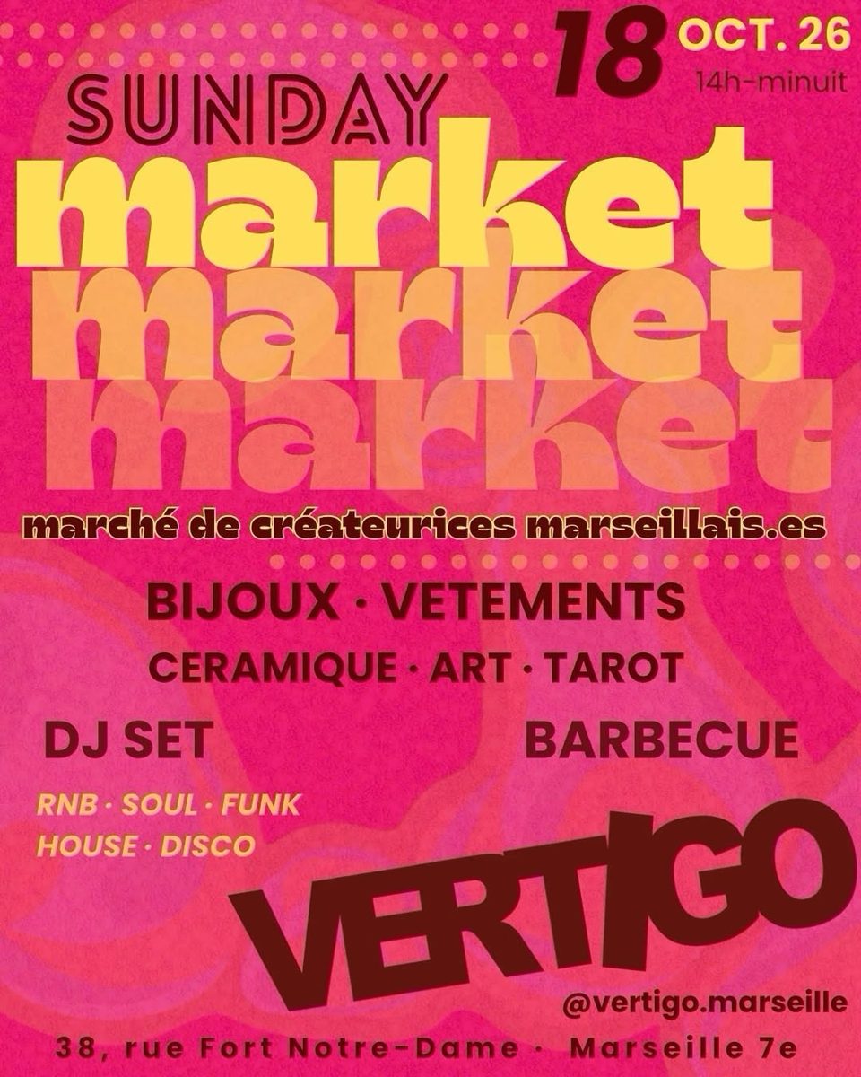 Sunday Market — Vertigo Bar, Sunday, 18 October 2026