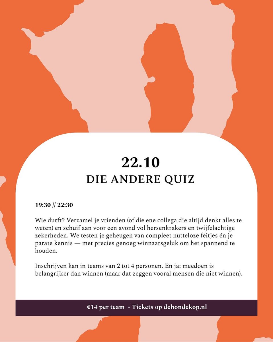 Die Andere Quiz — De Hondekop, Thursday, 22 October 2026