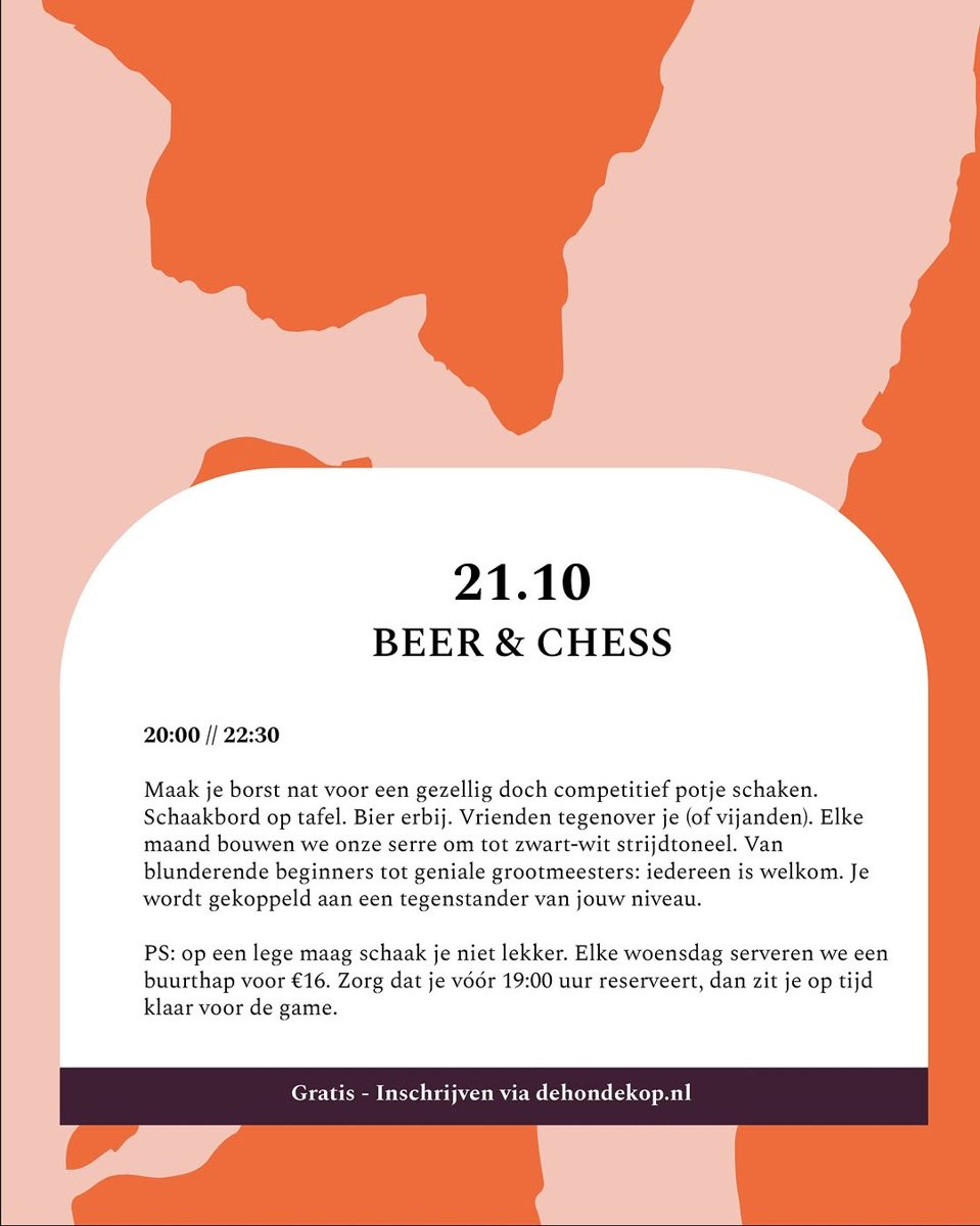 Beer & Chess — De Hondekop, Wednesday, 21 October 2026