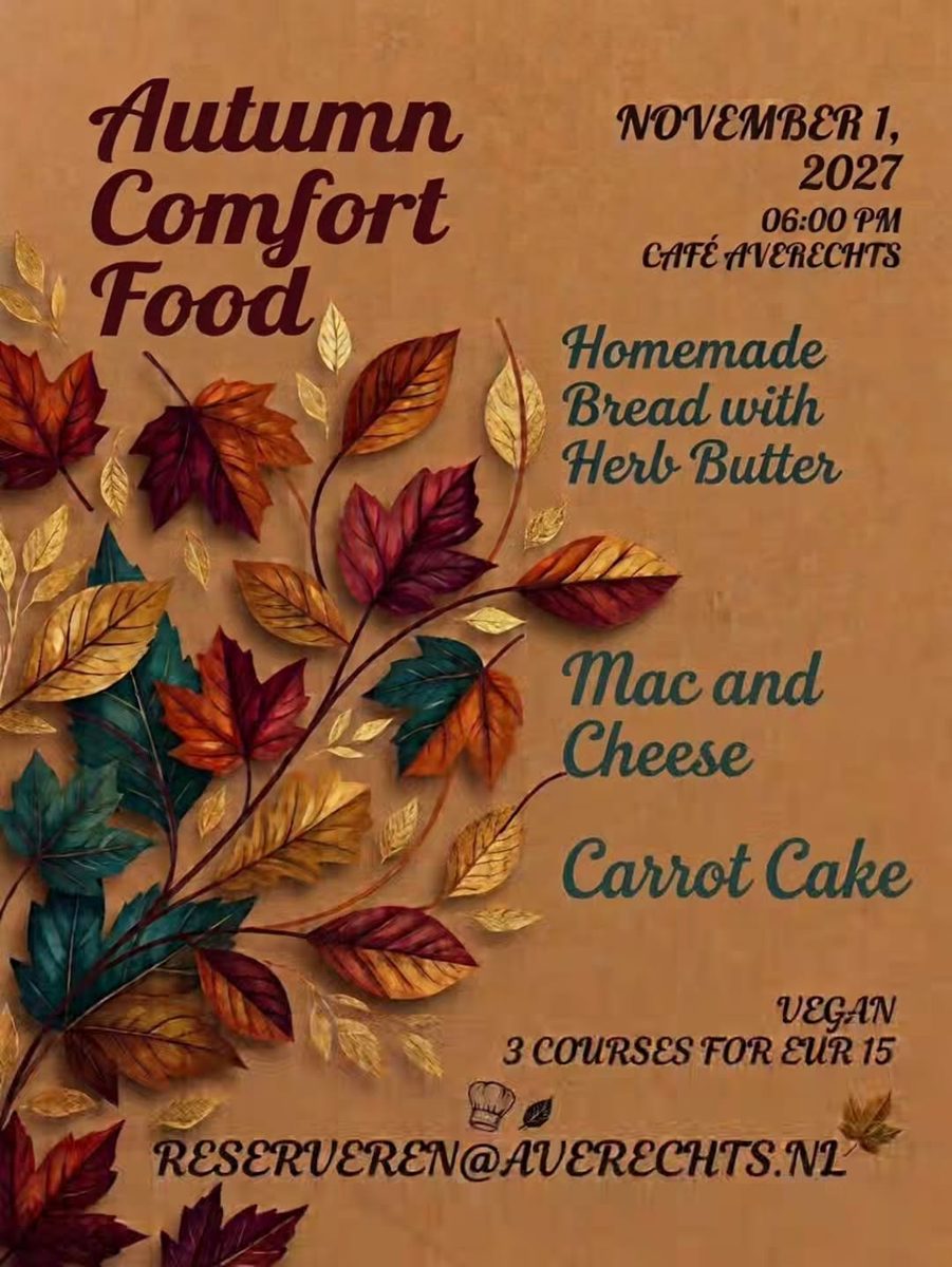 Autumn plant-based dinner — Cafe Averechts, Sunday, 1 November 2026
